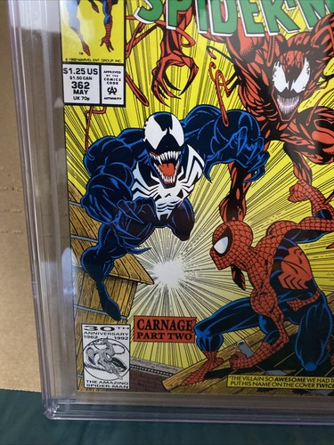 AMAZING SPIDER-MAN #362 Graded 9.8 CARNAGE & VENOM! WHITE PGS 1992 - Picture 5 of 10