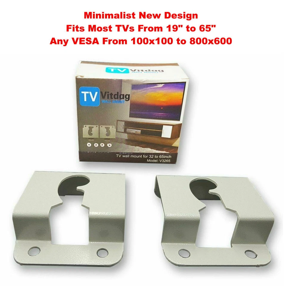 Soporte universal minimalista de montaje en pared para TV inclinable VESA se adapta a LED LCD de 19" - 65" Foto 2 de 4