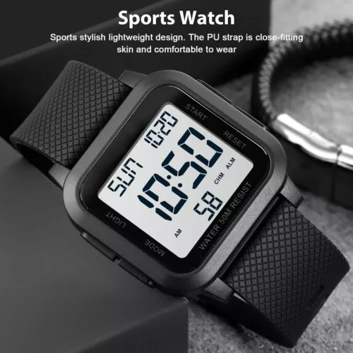 Men's Military Sports Watch LCD Screen Waterproof Wristwatch Large Digital Face - Picture 8 of 15