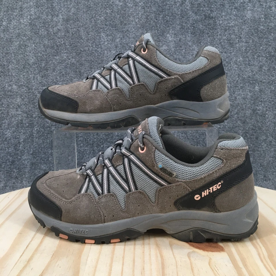 Zapatos Hi Tec para Mujer 8 M Florence Parte Superior Baja Con Cordones Trekking Tenis Cuero Gris Foto 2 de 4