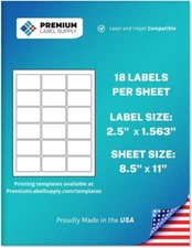 Premium Label Supply White Sticker Rectangle Labels – 2.5” 450 Labels, 