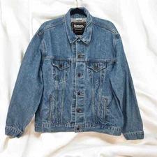 Nemesis Sportswear Jean Jacket Mens XL Denim Blue Trucker Made in USA CWA Logo