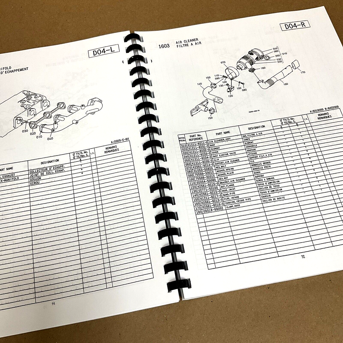 Parts Operators Manual Set for Kubota BX1800 BX2200 Tractor Parts Operators Manual Set for Kubota BX1800 BX2200 Tractor