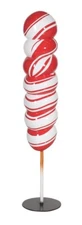 Candy Twist Lollipop Statue 4 FT Large on Stand Red and White