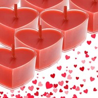 8 x LOVE HEART TEALIGHT CANDLES Red Romantic Valentines Day Table Set Unscented