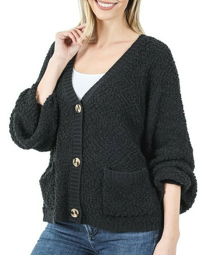 Zenana Cardigan Sweater Slouchy Pockets 