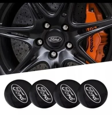 4x 56mm für Ford Emblem Aufkleber Radkappen Nabendeckel Felgendeckel Schwarz - Bild 1 von 3