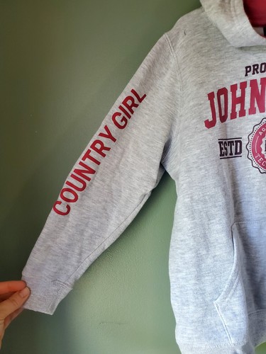 Felpa con cappuccio pullover ragazza grigia 'Property Of John Deere' tasca taglia M (10) - Foto 2 di 7