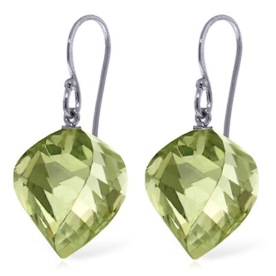 Ohrringe 26 kt 14 Karat massiv Weißgold liebenswert Wesen grüner Amethyst