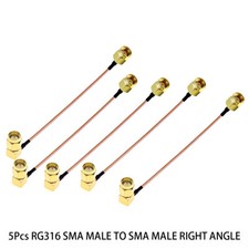 5Pcs RG316 SMA MALE to SMA Male Right Angle Lot RF Coaxial Extension Coax Cable