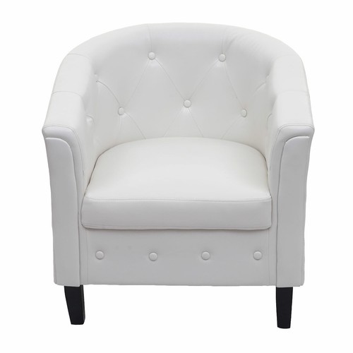 Merce di seconda scelta Newport T810, poltrona salotto poltrona club Chesterfield, ecopelle bianca - Foto 4 di 7