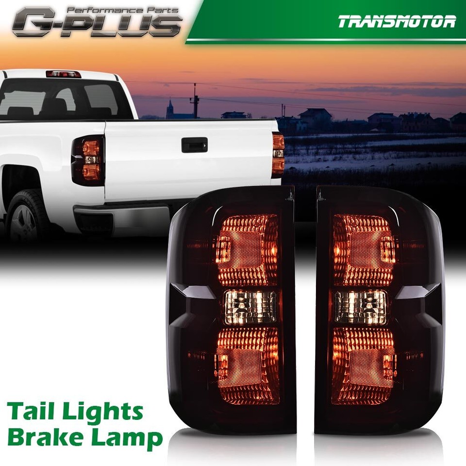 Fit For 14-2019 Chevy Silverado Smoke Tail Lights Brake Lamps W/O - Foto 2