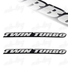 2 X Twin Turbo Hoodbumpertrunkengine Border Aluminum Emblem Sticker Badge 2 X Twin Turbo Hoodbumpertrunkengine Border Aluminum Emblem Sticker Badge