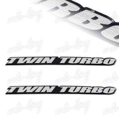 2 x Twin Turbo Hood/Bumper/Trunk/Engine Border Aluminum Emblem Sticker ...