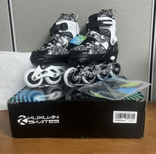 KUXUAN SPORTS ADJUSTABLE INLINE 13C-3Y YOUTH SKATES W/FULL LIGHT UP WHEELS -NIB