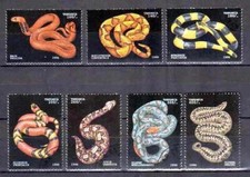 Animaux Serpents Tanzanie 1996 (48) Yvert n° 1969 à 1975 oblitérés