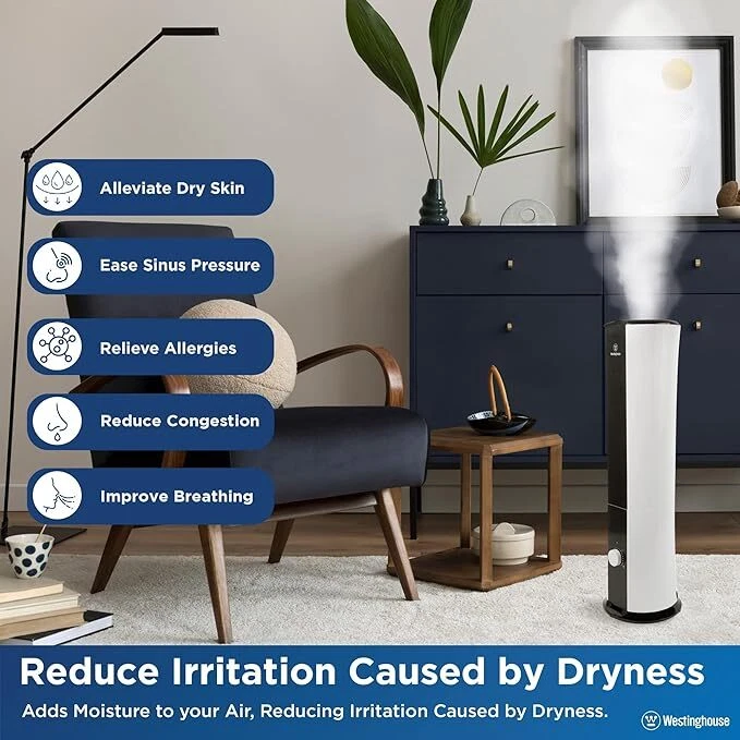 Humidificador de aire de torre ultrasónico Cool Mist de 28 pulgadas Westinghouse, relleno superior de 6 L Foto 3 de 4