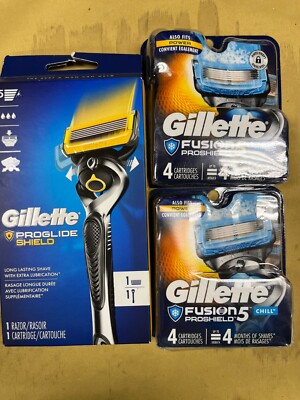 1 New Gillette ProGlide Shield Razor and 2 4 Fusion 5 Cartridge Packages Bundle