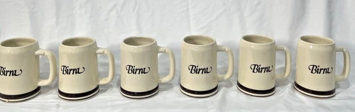 McCoy USA 6395 Italian "Birra" Beer Stein Mug Set of Six Vintage