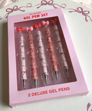 Ltd Edition TK Maxx HOMESENSE Coquette BOW 5 Deluxe GEL PENS Gift BOXED  *VIRAL*