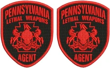 PENNSYLVANIA L W 2 EMBROIDERY PATCH 4.5X3.75''X VELCR@ ON BACK RED ON BLACK