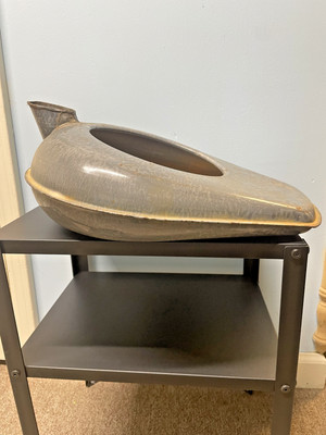 Bedside Portable Urinal Bed Pan  Antique Metal Grey Rustic
