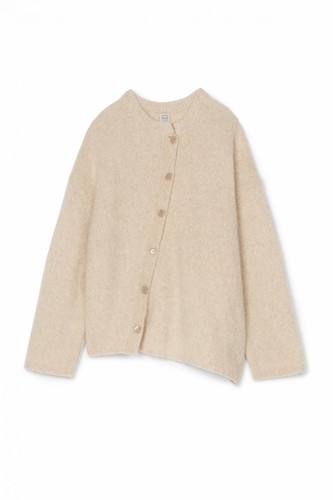 Nuevo suéter asimétrico toteme para mujer otoño cárdigan suelto abrigo beige - Imagen 6 de 24