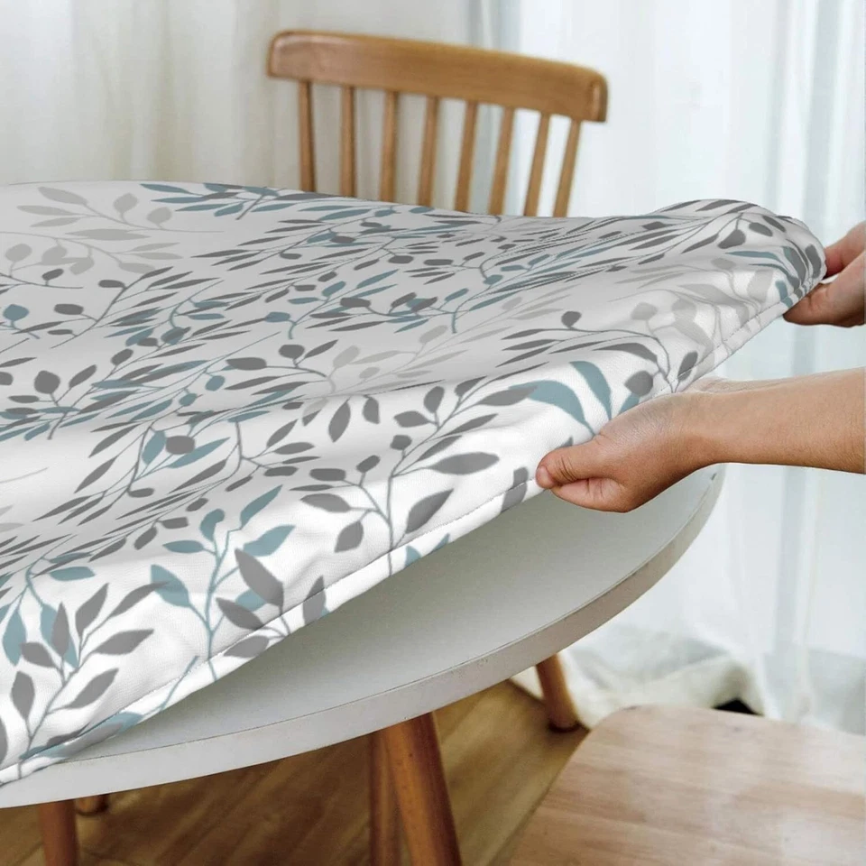 Mantel Hoja Redonda Bordes Elásticos Ajuste 40-44 Pulgadas Interior Exterior Decoración Foto 4 de 4