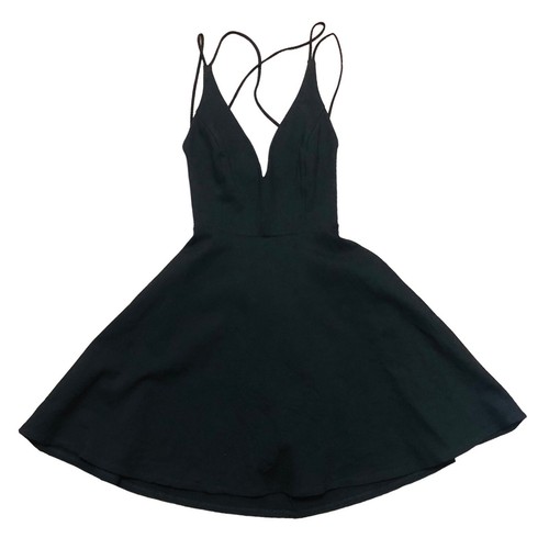 Lulus Skaterkleid schwarz V-Ausschnitt Träger Rücken Cocktail Party Größe M - Bild 10 von 14