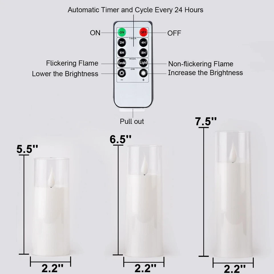 Velas blancas puras sin llama parpadeantes a batería llama amarilla y azul Foto 2 de 4
