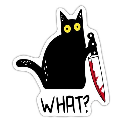 Schwarze Katze Was Aufkleber Sticker, max. 10 x 10 cm