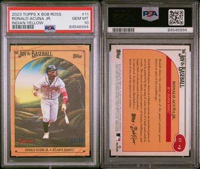 Ronald Acuña Jr. 2023 Topps X Bob Ross Indian Yellow /25 Gem Mint PSA 10 POP 1