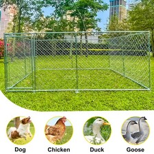 Outdoor Dog Kennel,Metal Chicken Coop 10 x10 x 4 ft Large Walk-in Hen Cage House