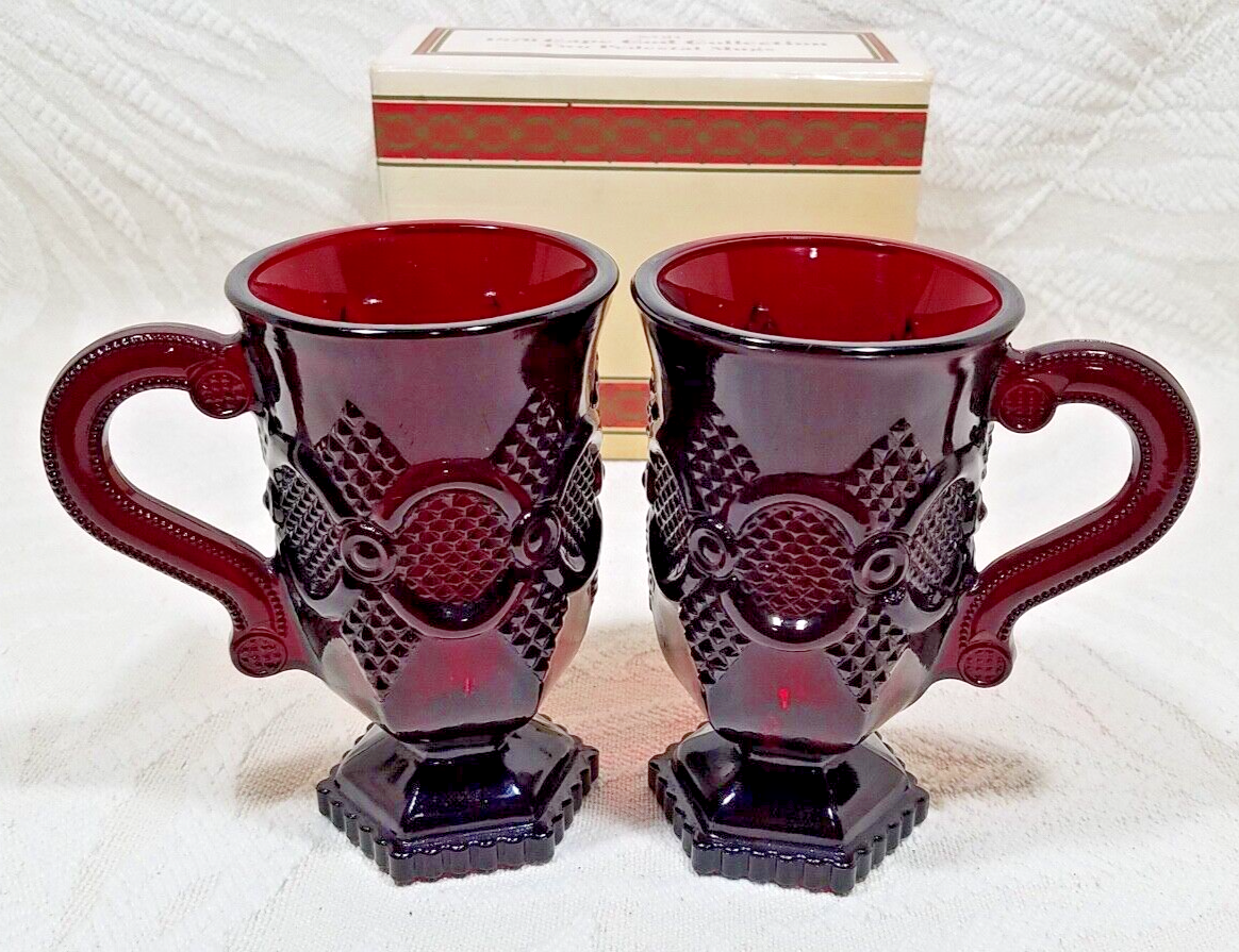VTG AVON 1876 CAPE COD COLLECTION RUBY RED CUP GLASS 6oz. PEDESTAL