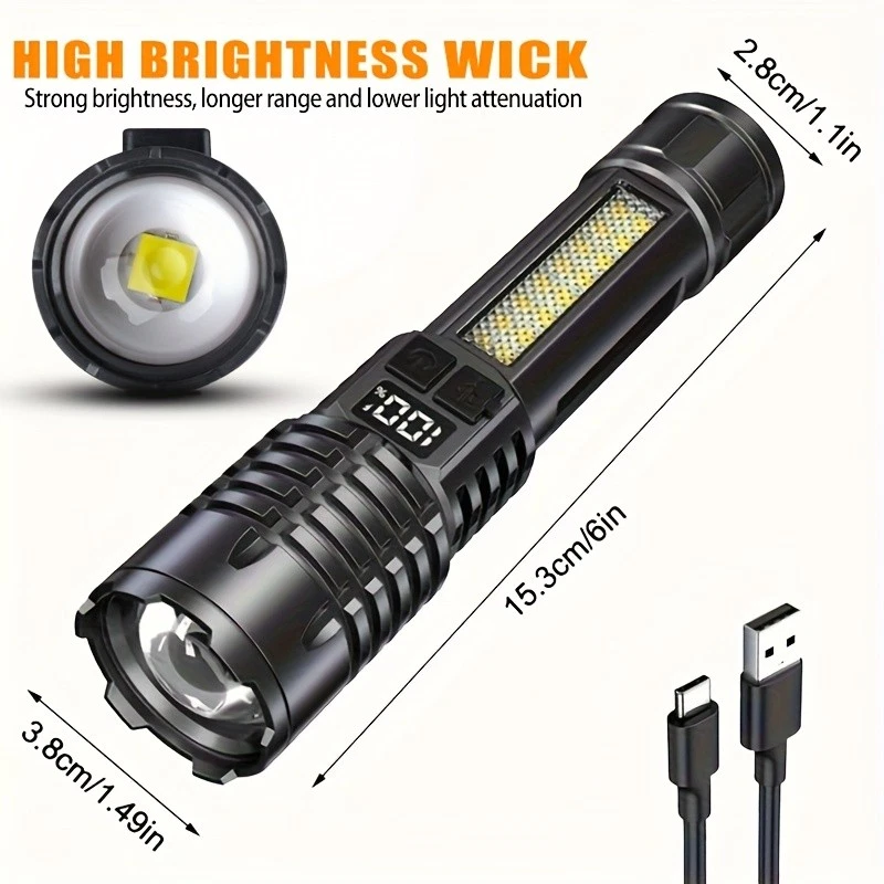 990000000 Lumen Super Bright LED Flashlight Rechargeable Tactical LED Work Light - Image 2 of 4