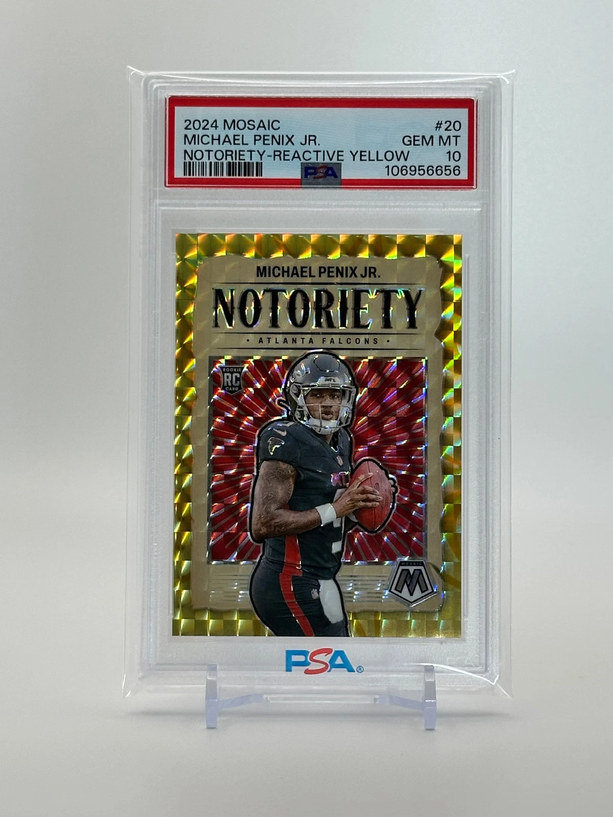 Michael Penix Panini Mosaic Notoriety #20 Reactive Yellow