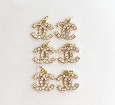 Designer Gold Rhinestone CC Zipperpull | set of 6 | 18mm