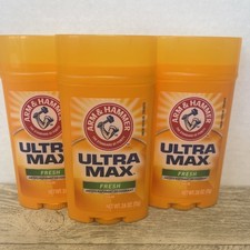 Lot 3 Arm  Hammer Ultra Max Antiperspirant Deodorant Fresh Solid 2.6 oz 12/2026
