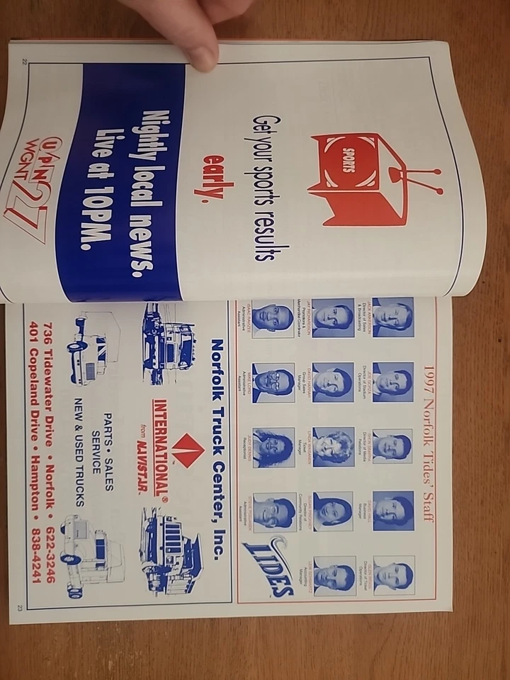 1997 Norfolk Tides Scorebook/Magazine Columbus Clippers Darryl Strawberry Scored - Image 4 of 4