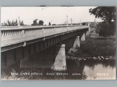 RPPC Postkarte Rock River Brücke Rock Rapids Iowa Ca. 1950