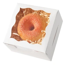 White Bakery Box with Window 4x4x2.5 inch 30Packs Macaron Boxes Small Donut Past