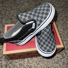 VANS Slip On V Classic Checkboard Toddler 8c In black  grey Checkerboard New