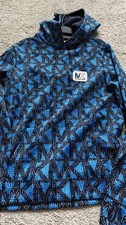 Michael Kors Men's Blue Graphic Print Pullover Hoodie Crew Neck Long Sleeve S