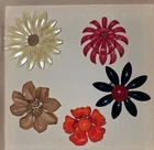 Lot of 5 Vintage Enamel Flower Brooch Pins Mixed Colors Floral Costume Jewelry