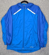 LL Bean Kids Trail Model Rain Jacket Fleece Lined Blue Size Large 14-16