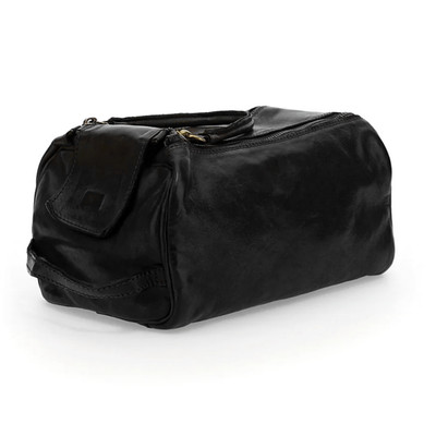 Campomaggi Toiletry bag Santarcangelo in Black Leather Double Zip C014580ND