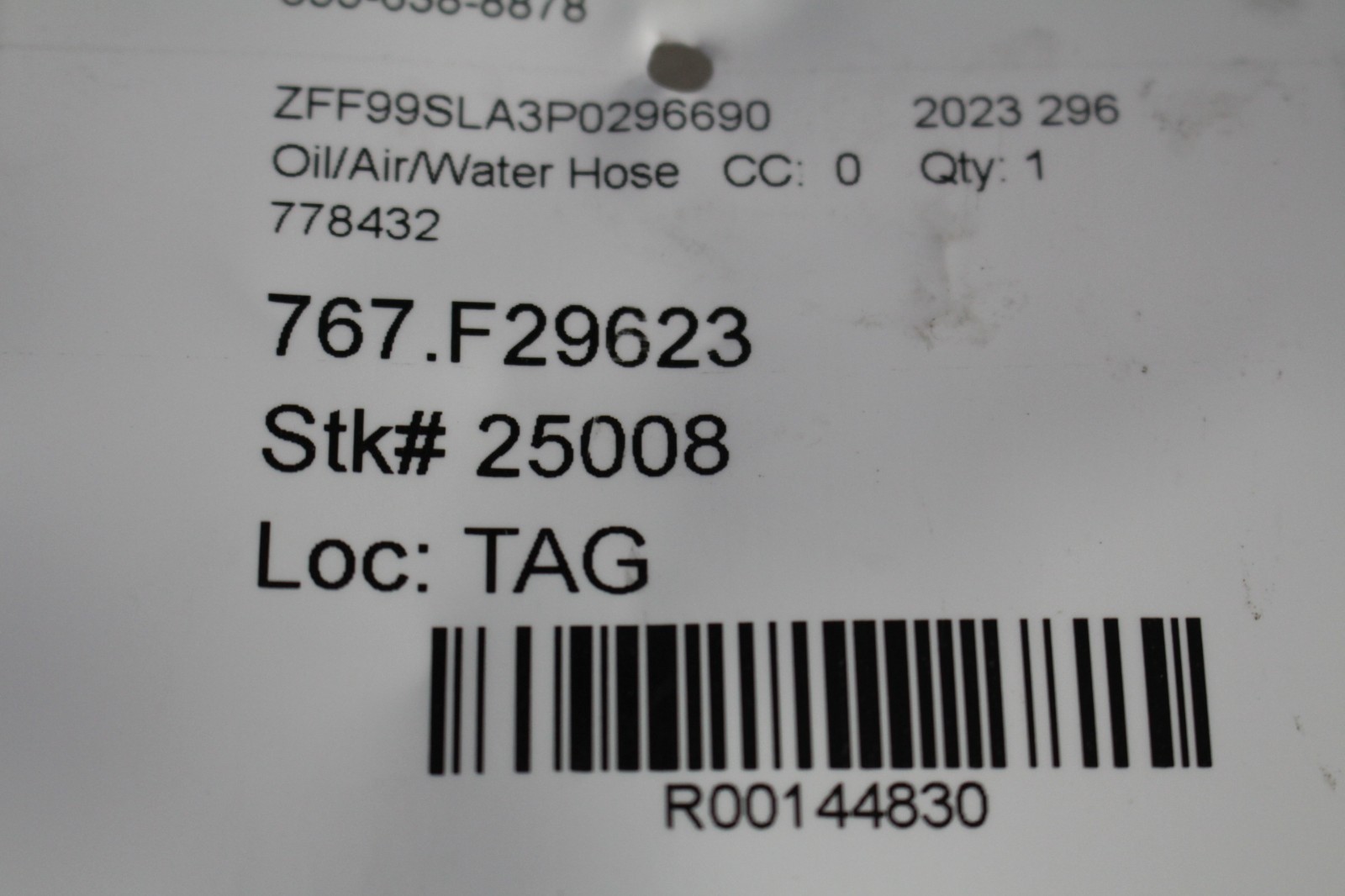 Ferrari 296 GTB, Emission Hose, Used, P/N 778432