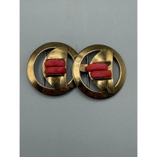 Vintage Art Deco Double Belt Buckle Gold Tone Red Carved Faux Coral 1940s 1081