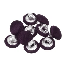 10pcs Fabric Cloth Covered Button 10mm Metal Round Sewing Buttons Deep Purple