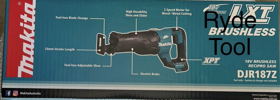 Makita 18V Brushless Reciprocating Saw, DJR187Z. AU Stock.